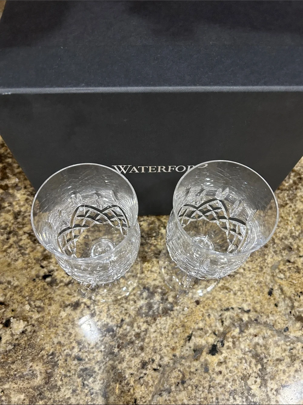 Waterford Clear Crystal Stemmed Goblets with Handle - Set of 2